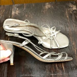 Ann Taylor Loft Silvery strappy kitten heel sandal